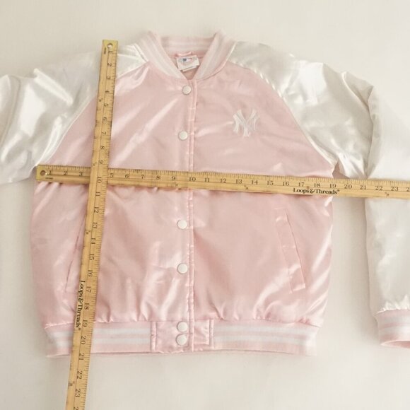 Major League Baseball New York Yankees Pink Button Up Varsity Jacket L(14/16) - Picture 2 of 13